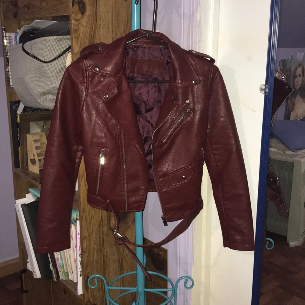 Red leather jacket